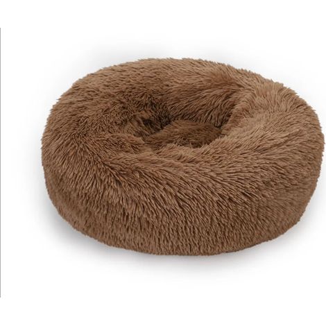 Panier pour chat/chien, en coton et velours, marron clair, diamètre 50 cm, hauteur 15 cm (1/3)