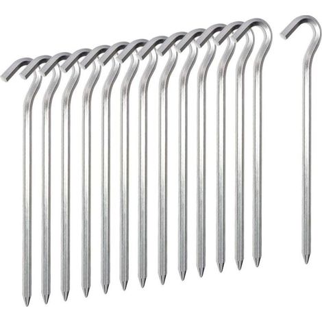 Piquet de tente 14 PCS, crochets de tente en métal de 18 cm, tente légère en alliage d'aluminium Piquets de sol durs piquets de jardin clous pour auvent de camping bâche de filet de voyage (1/5)