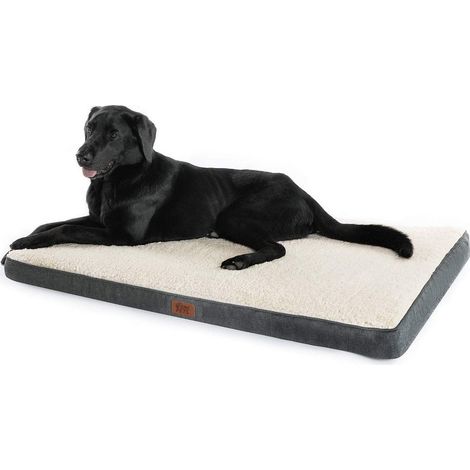 Grand lit pour chien orthopédique gris et blanc - Matelas lavable avec mousse 91x68x7,6 cm Offre exclusive (1/5)