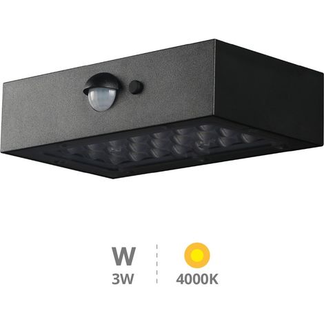 Applique solare a LED Piana con sensore di movimento e crepuscolare, 3W, 4000K