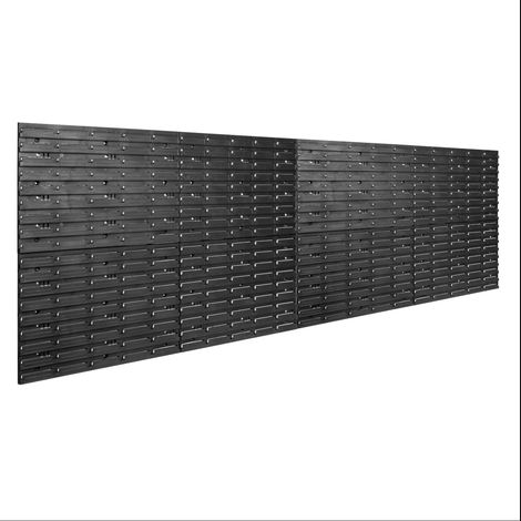 Mesa de taller, 2304 x 780 mm, material plástico, diseño modular, montaje en pared, compatible con varios juegos de herramientas. (1/5)