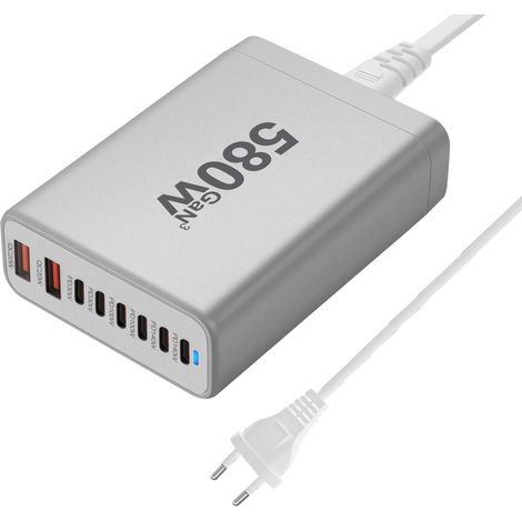 Chargeur de bureau multifonctionnel PD3.1 GaN 580 W, charge directe multiport GaN(N178) (1/5)