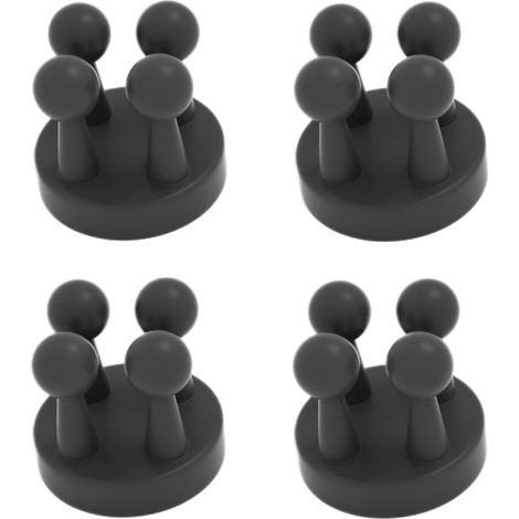 schwarze Silikon-Klebehaken für Badezimmer – Multifunktionaler Zahnbürstenhalter für Küche und Büro – 4er-Set – 3,51 x 3,51 x 3,51 cm (1/5)