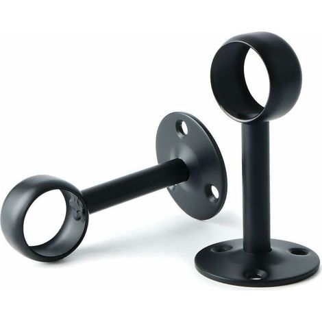 Support de Tringle à Rideaux Support Tringle Penderie avec Vis Support de Plafond pour Rideau et Armoire, Noir Mat en Acier Inoxydable, Diamètre 25 mm, 2 Pcs(25mm) (1/4)