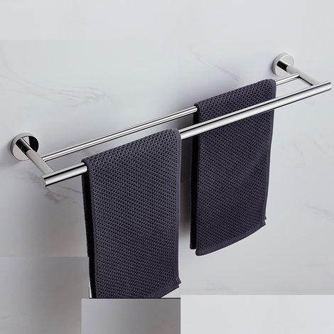 Porte-serviettes de salle de bain brillant à double barre, acier inoxydable SUS304, porte-serviettes mural à double barre, porte-serviettes en acier i (1/5)