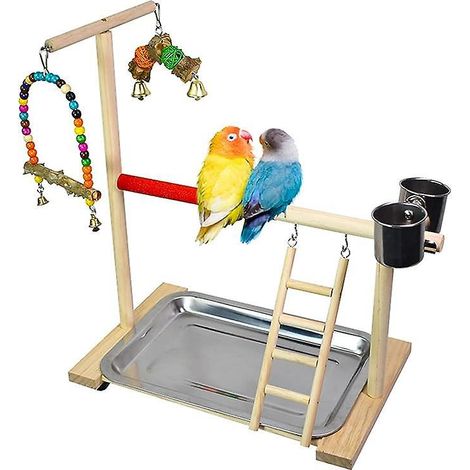 playground Bird Toys Parrot Playground Cockatoo Cage Accessories With Feeder Ladder Swing Parrot Parrot Tra (1/5)