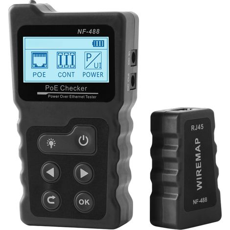 Testeur de continuité de câble réseau NF-488 PoE avec fonction de test de boucle, de test d'alimentation et d'éclairage (1/5)