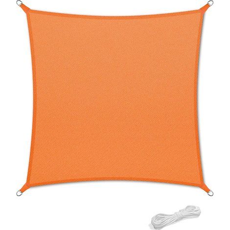 Voile d'ombrage 2x2m Auvent Résistante aux Imperméable pour Patio & Terrasse Jardin de Protection Solaire 90% Une Protection des Rayons UV avec Corde Libre Carré Orange (1/5)