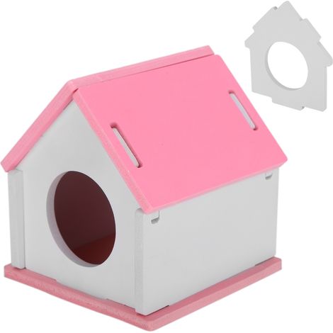 Maisonnette en bois pour hamster, cabane rafraîchissante d'été à monter soi-même, accessoire pour animaux de compagnie rose (1/5)