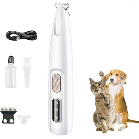 Tondeuse pattes silencieuse chien/chat, LED, USB, étanche, précision sans stress.