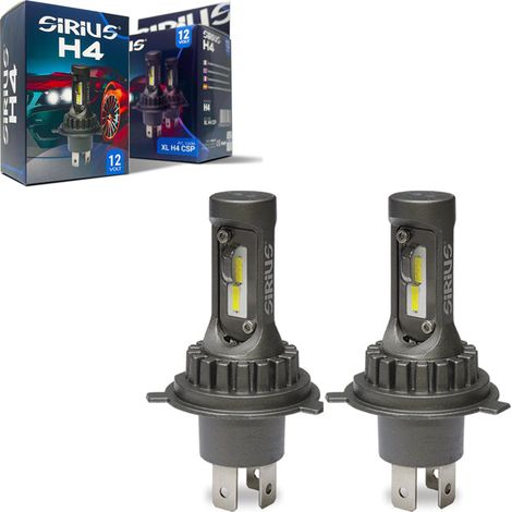 DISCORAMA® KIT LAMPADE LED SIRIUS H4 12V 6000K CHIP CSP COPPIA FARI AUTO MOTO LUCE BIANCA