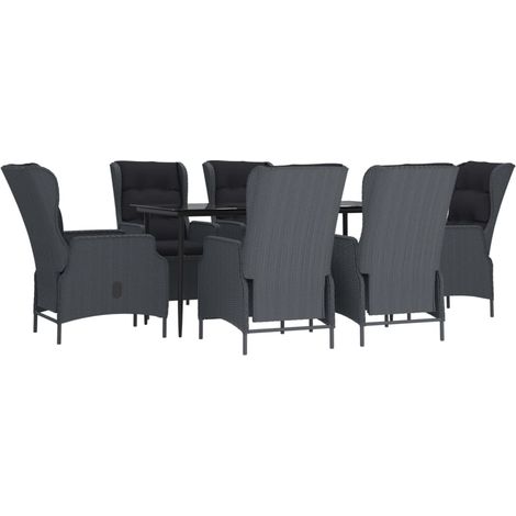 Muebles de jardín juego de comedor muebles de exterior 7 piezas resina tejida gris oscuro 020014360 (1/5)
