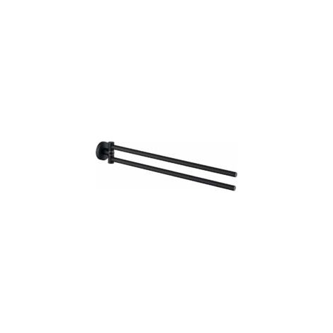 Porte-serviettes mural double bras pivotant, en acier inoxydable nickelé brossé, noir - Barre double mobile (1/5)