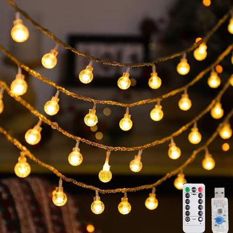 Guirlande lumineuse USB pour intérieur - 15 m - 100 LED - Blanc chaud - Guirlande lumineuse extérieure - 8 modes - Pour chambre d'enfant et jardin (1/5)