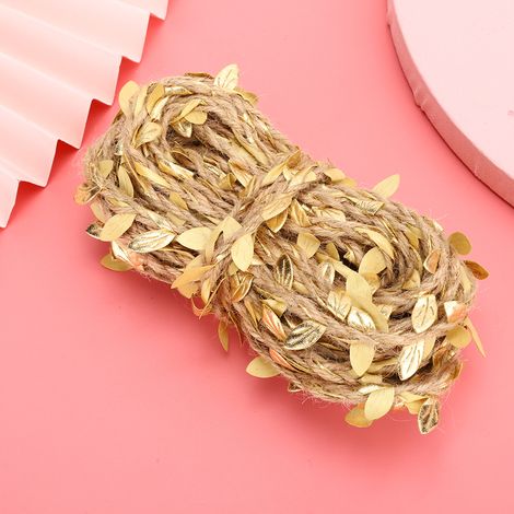 Corde de chanvre dorée et argentée de 10 mètres, feuilles, lianes, corde de chanvre double brin colorée, tissée avec des feuilles vertes et des branches de saule, matériaux pour accessoires de couronn