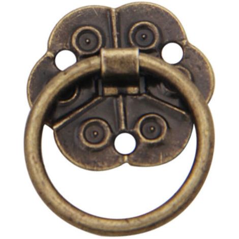 Juego de 20 tiradores de puerta en forma de anillo - Estilo vintage antiguo - Para muebles del hogar, armarios, cajones, puertas (2 x 2 cm)