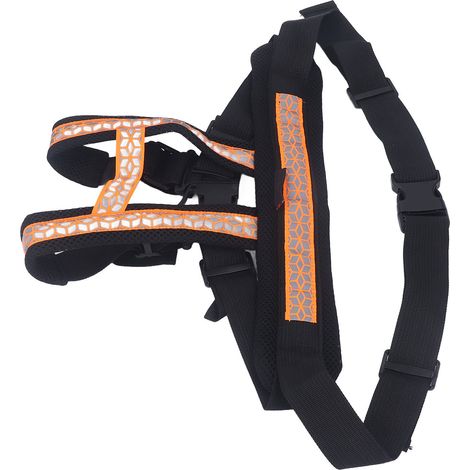 Harnais de moto enfant avec bretelles réglables et sac de rangement, orange. (1/5)