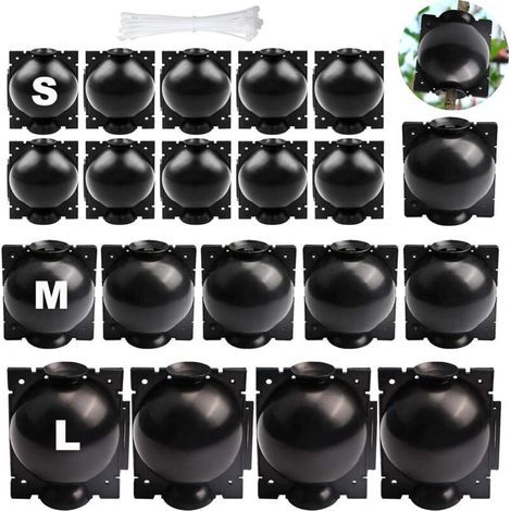 20 Pièces Boîte d'enracinement de Plante Balle de Propagation, Boîte de Culture de Racines de Plantes, Boîte de Greffage Dispositif De Racine De Plante pour Greffage Jardin (S+M+L) (Noir) (1/4)