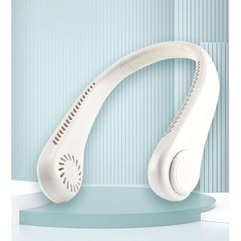 Ventilatore da collo portatile senza pale, flusso d'aria a 360°, mini ventilatore USB ricaricabile, ventilatore personale a mani libere, piccolo ventilatore di raffreddamento, materiale TPE, telefono (1/5)