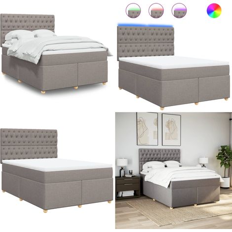 vidaXL Boxspringbett mit Matratze Taupe 160x200 cm Stoff (1/5)