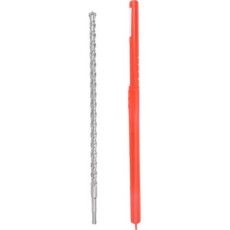 [JAMAIS UTILISÉ]Foret à percussion à pointe carbure, rallonge pour maçonnerie, béton, brique, ciment, pierre, queue ronde de 450 mm, 2 trous, 2 rainures, 16 mm / 0,6 po (1/5)