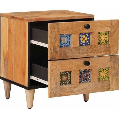 Lot de 2 Tables de chevet - Tables de nuit avec tiroir Naturel 40 x 33,5 x 46 cm fr34798 (1/5)
