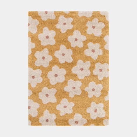 Tapis fleurs maximalistes - Apolline - Jaune - 80 x 150 cm