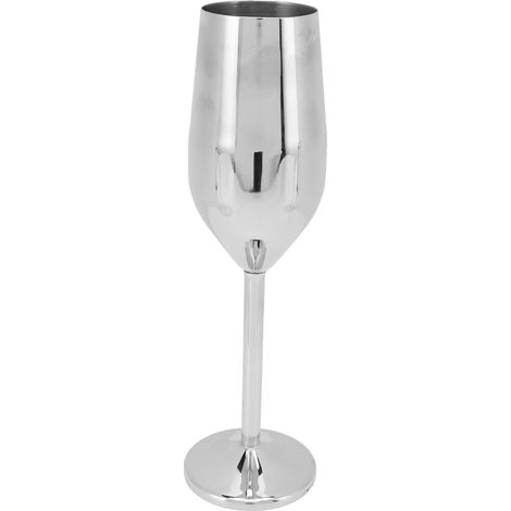 Weinglas aus Edelstahl, wunderschöner, eleganter Champagnerkelch aus Metall für Dinnerpartys, Silber (1/5)