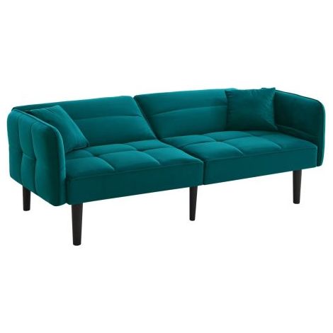 Canapé-lit réglable — Deux places, tissu velours, accoudoirs rabattables, se transforme en couchage — Idéal pour les petits appartements (1/4)