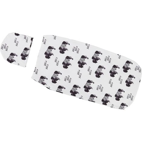 Ensemble de couverture et bonnet d'emmaillotage doux et élastique anti-frisson pour bébé de 0 à 3 mois. (1/5)