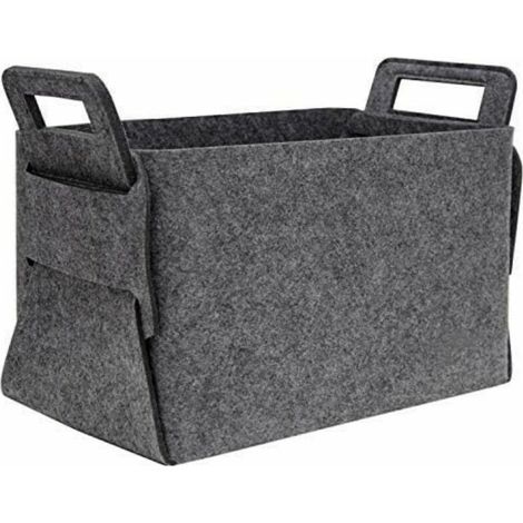 Panier Bûche Bois 36x25x23 cm Boîte de Rangement en Feutre Gris (1/5)