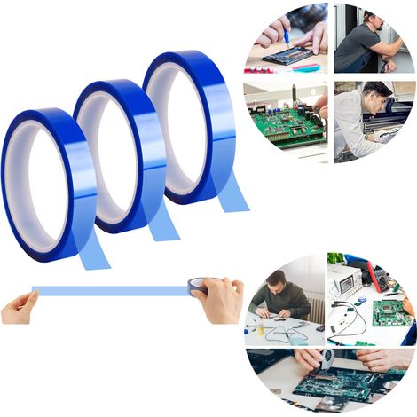 6 Rollen hitzebeständiges Klebeband, Sublimation Rohlinge, Hochtemperatur-Klebeband, Polyimid, Nickelband, Hitzeschutzband, elektronisches Isolierband für elektronische Leiterplatten (blau, 20 mm x 33