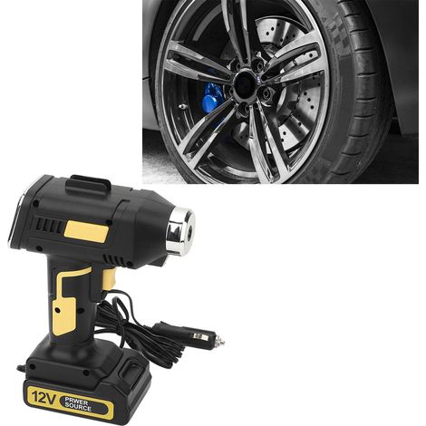 Pompe à air portable sans fil jaune ATJ-6688 avec batterie au lithium, gonfleur de pneus électrique 12 V pour voiture (1/5)