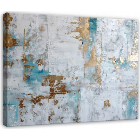 Peinture abstraite béton doré pour chambre salon sur toile 120x80 (1/3)
