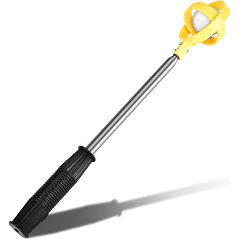 Retriever de Balle de, ramasseur de Balle de télescopique, cuillère de Verrouillage Automatique de sélecteur de Balle de (Jaune) (1/5)