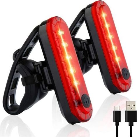 Feux de vélo, accessoires de feux arrière de vélo rechargeables par USB s'adaptent à n'importe quel vélo ou casque, faciles à installer (noir), (1/5)