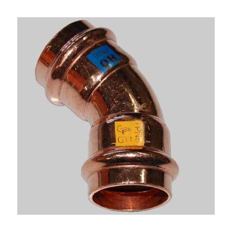 CURVA RAME A PRESSARE 45  ° FEMMINA/FEMMINA  22 x 22     MADE IN ITALY