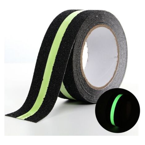 1 pièce de ruban adhésif antidérapant 5 m x 5 cm avec film lumineux, ruban de sécurité phosphorescent pour escaliers, échelles, sols glissants (1/4)