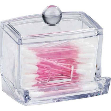Porte-coton-tiges - Acrylique Transparent - 9x7x9 cm - Salle De Bain - 1 Pièce (1/5)