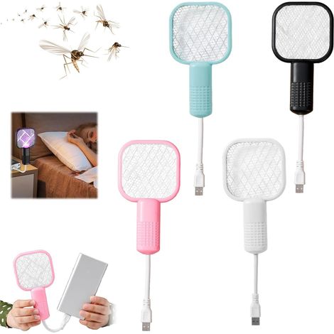 4PCS Electric Bug Zapper Racket, USB Mosquito Swatter with 5-Layer Safety Mesh for Indoor & Outdoor Spaces (1/5)