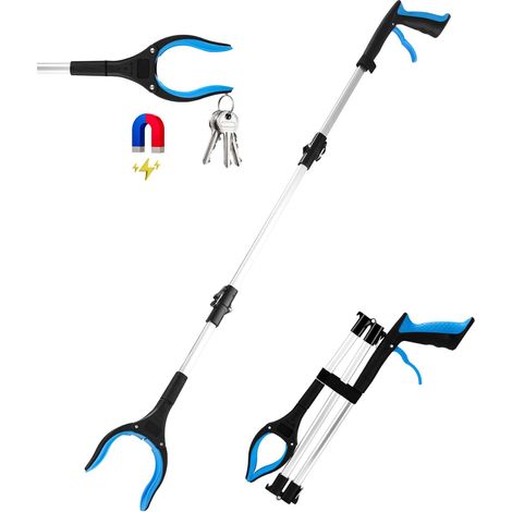 Faltbare Greifzange für Senioren Müllzange Aluminium Lang 110cm Blau (1/5)
