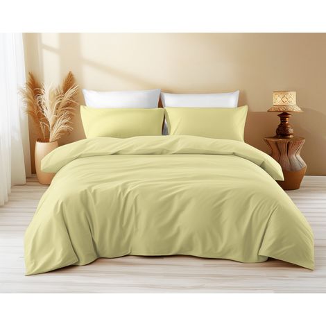 Copripiumino in Cotone Tinta Unita Giallo - Tempo di Dormire, 100% Puro Cotone, Morbido, Traspirante, Made in Italy Cm. 155X200 (1/5)