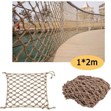 Filet de sécurité pour garde-corps d'extérieur, Filet de Clôture en Corde de Chanvre Décoration Jardin Filet de Sécurité ,12m (1/4)