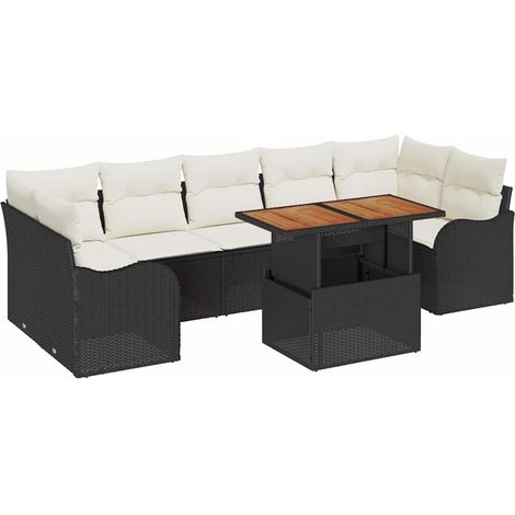 Garden Sofa Set with Storage 8 pcs Black Poly rattan vidaXL