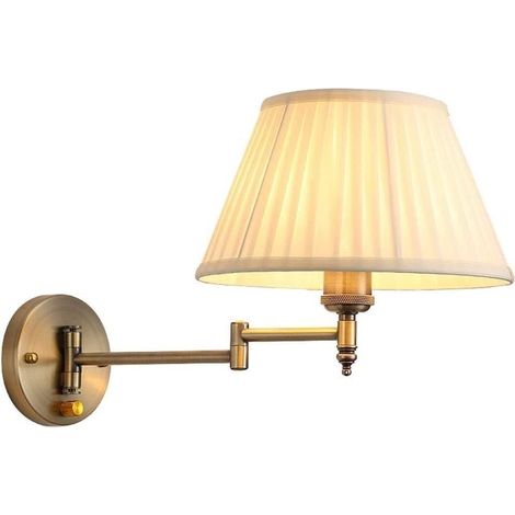 Schlichte weiße Stoff-Wandleuchte mit Pergamentschirm und verstellbarem Arm E27 für Küche, Wohnzimmer, Schlafzimmer (1/5)