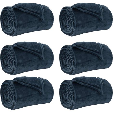 Couvertures à jeter 6 pcs Bleu marine 130 x 150 cm Toison