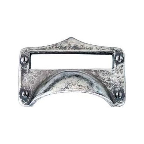 Poignée coquille porte étiquette zamac - Décor : Argent - Hauteur : 62 mm - Largeur : 83 mm - Matériau : Zamac - Profondeur : 25,5 mm - SIRO (1/2)