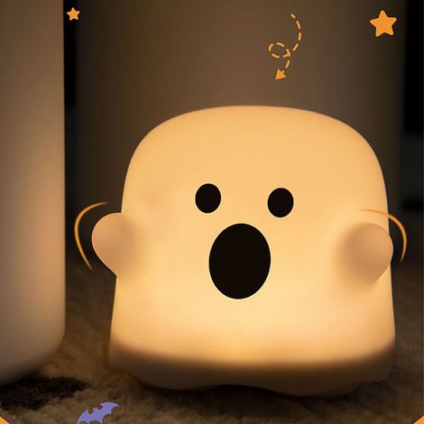Veilleuse adorable en forme de fantôme, intensité réglable, rechargeable par USB, petite veilleuse pour enfants, décoration de table pour chambre d'enfant, chambre à coucher, dortoir (1/5)