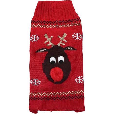 Pull de Noël pour chien renne, tricot acrylique rouge XL, chaud hiver (1/5)