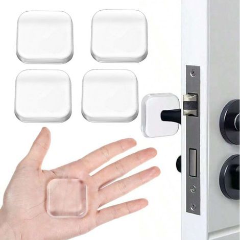 6 butoirs de porte carrés muraux auto-adhésifs en silicone transparent 42 × 10 mm - protection anti-choc et anti-bruit (1/5)
